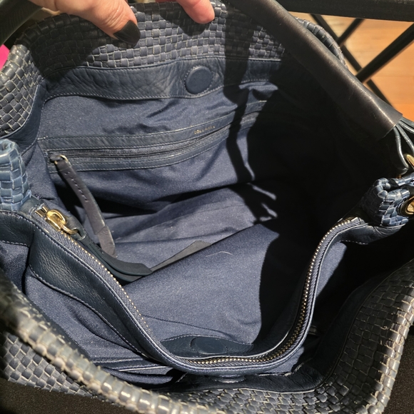 #84 Cole Haan Bethany Blue Woven Hobo Bag - Picture 12 of 12